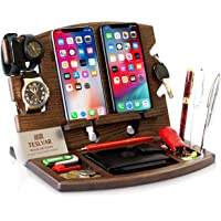 Doble Estación de Conexión para Teléfono Ceniza con soporte para Llaves Cartera y Relojes Regalo para Hombres soporte…